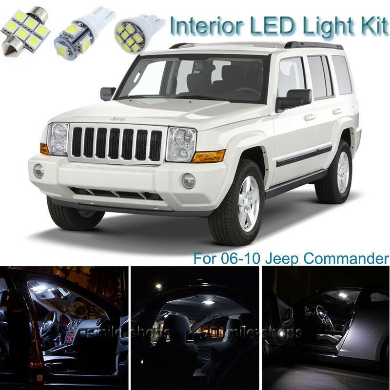 13pcs Xenon White Interior LED Light Package Kit Deal For Jeep Commander 06-10