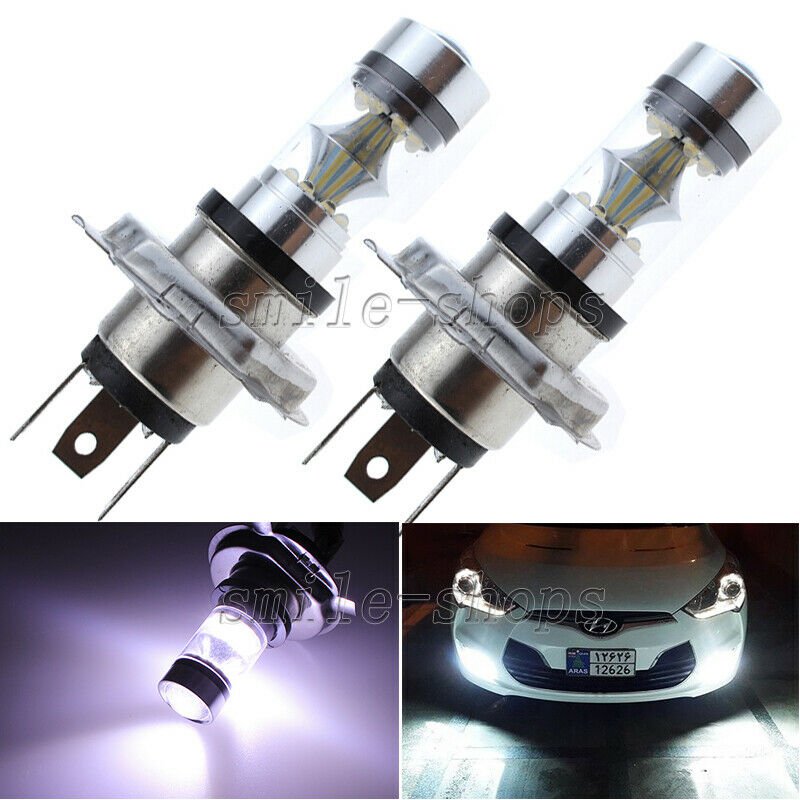 2pcs H4 6000K White 100W 20-SMD LED Bulbs For Car Fog Light Driving Lights DRL