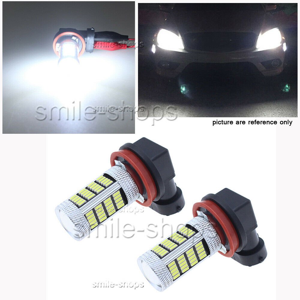 2x Pure White H8 H9 H11 6000K 92SMD Auto LED Bulbs For Car Truck Fog Lights Lamp
