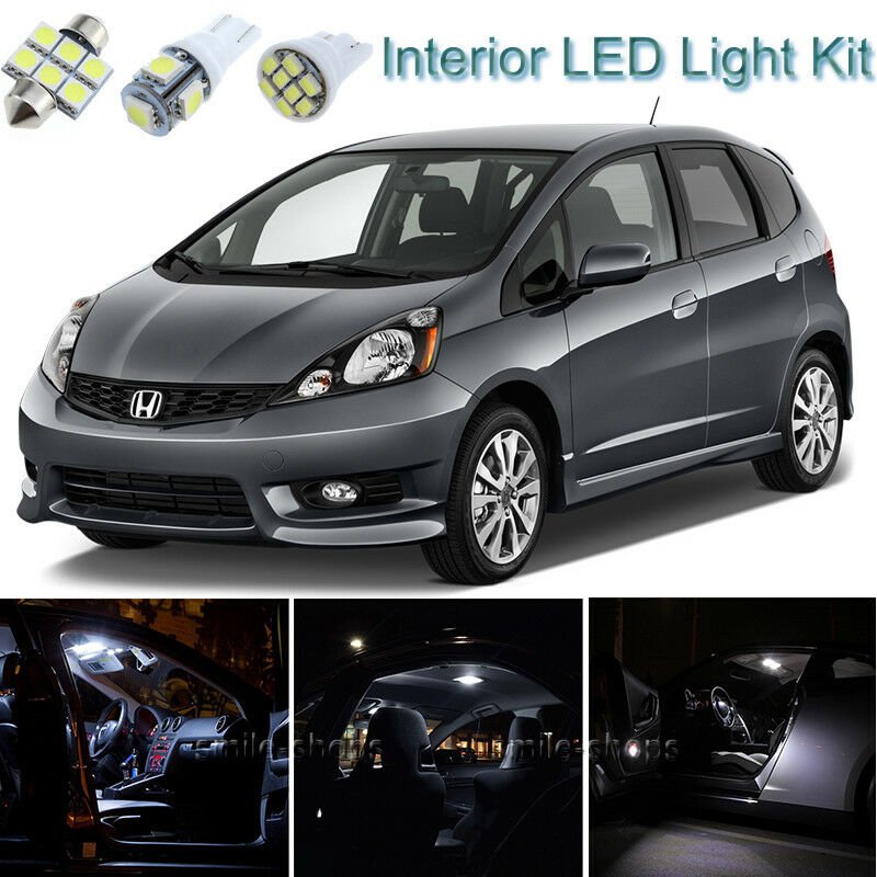 8pcs Pure White Interior LED Light Package Kit Deal For Honda Fit 2007-2013