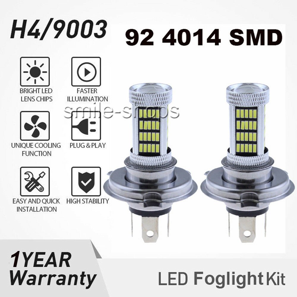 White H4 HB2 4014 92 smd LED Bulbs Car LED Fog Lights Motorcycle Headlight Bulbs