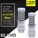 2pcs 10000k Blue 92 4014 SMD 3157 3156 4157 LED DRL Daytime Running Light Bulbs