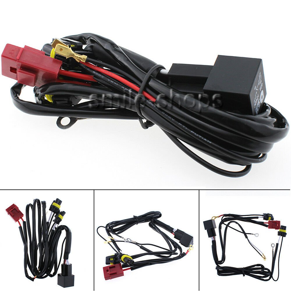 75W/100W H1 H3 H7 H11 880 9005 9006 HID Anti-Flicker Power Harness Relay Wiring
