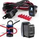 12V On/Off Blue Laser Sasquatch Light Rocker Switch + Wiring Harness Relay Fuse