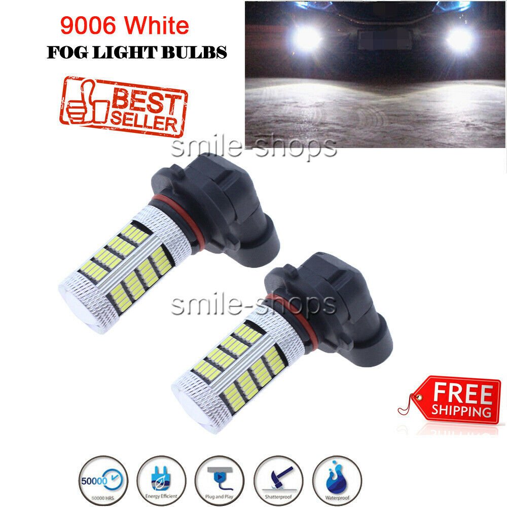 1 Pair Super White 9006 HB4 High Power LED Fog Light Bulbs Daytime Running Light