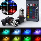 2pcs 9006 HB4 27-SMD Car Fog/Driving DRL Headlight RGB LED Lamp + Remote Control
