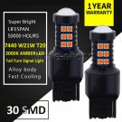 2X 7440 W21W T20 3030 30SMD LED Amber Yellow Tail Signal Brake Lights High power