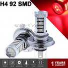 H4 92smd Red LED 4014 chips Lamps Daytime Running Fog Light Bulb DC 12V for Car
