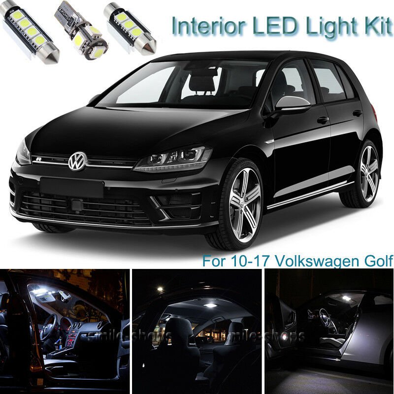 13 x Xenon White Interior LED Light Package Kit Deal For Volkswagen Golf 10-17