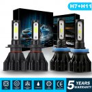Combo H11 H7 LED Headlight Bulbs Kit High Low Beam Total 3240W 486000LM 6500K 4x