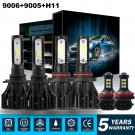 6x Combo 9005 + H11 + 9006 4860W 729000LM LED Headlight Kit High Low Bulbs 6000K