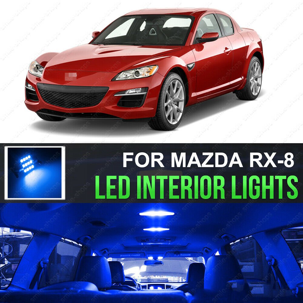 12x 10000K Blue LED Lights Interior Package Kit For 2004-2012 Mazda RX-8 +Tool