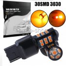 Amber Yellow W21W 7440 30 SMD 3030 Chips Turn Signal Brake Tail LED Light Bulbs
