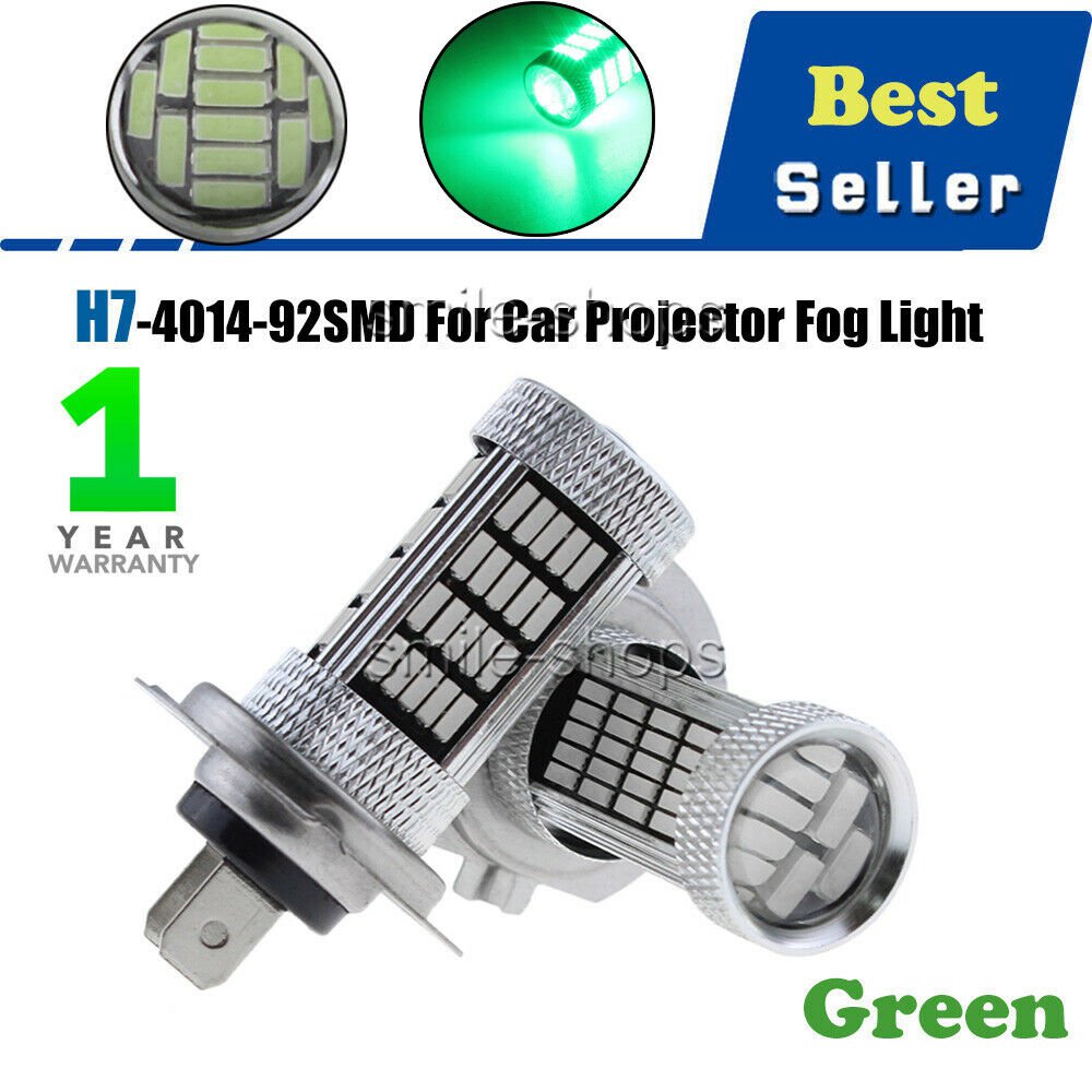 2pcs Green H7 92SMD 4014 Chips  LED Fog Driving Car Truck  Light Lamp Bulb 12V