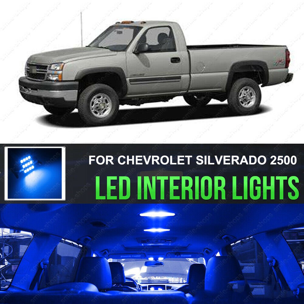 14pcs 10000K Blue Interior LED Light Package Kit For 2007-2013 Chevy Silverado