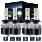 4x H7+H7 Combo LED Headlight Hi/Lo Beam Kit 2640W 396000LM 6000K Bright White