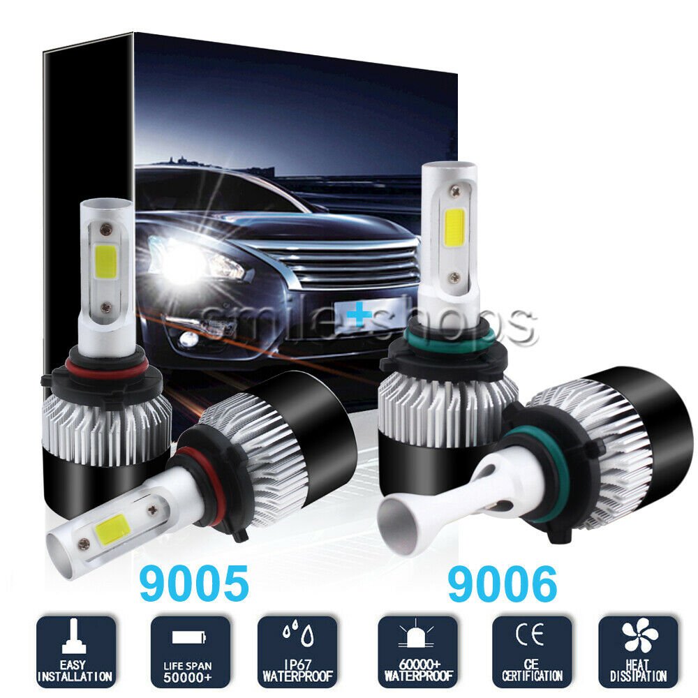 4PCS 9005 9006 LED Headlight Kit Combo Total 2640W 396000LM High Low Beam 6000K