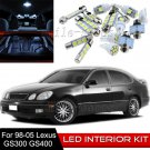 12pcs Interior LED Light Bulbs Package Kit for 1998-2005 Lexus GS300/GS400 White