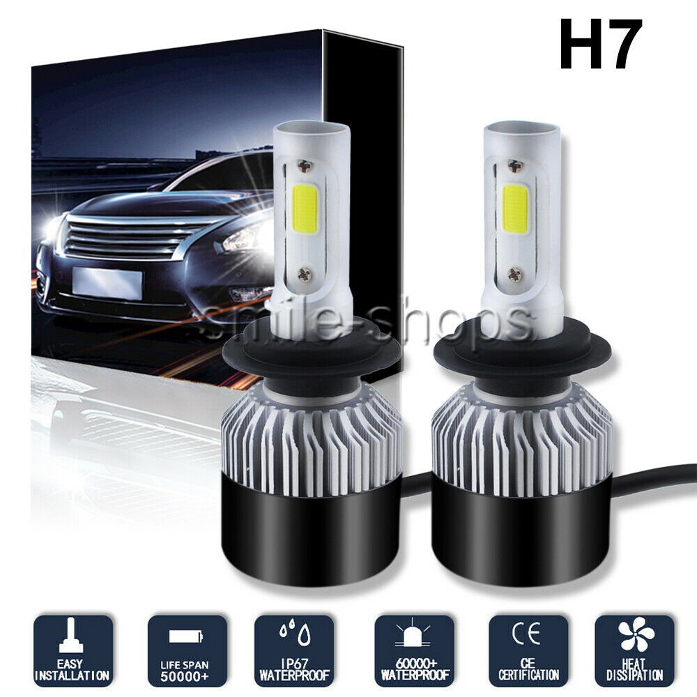 2pcs H7 LED Car Headlight Bulb Conversion Kit High/Low Beam Fog Lamp 6000K White