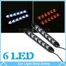6-LED Sequential Flasher Turn Signal Light Amber White Switchback Arrow Strip