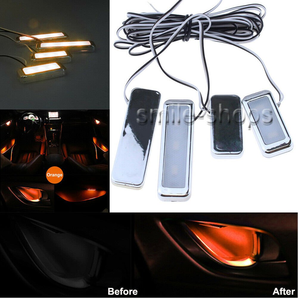 Orange Car Decorative Inner Door Bowl Wrists Handle Armrest Light Ambient Lamps