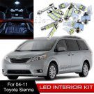 14pcs Interior LED Light Bulbs Package Kit for 2004-2011 Toyota Sienne White