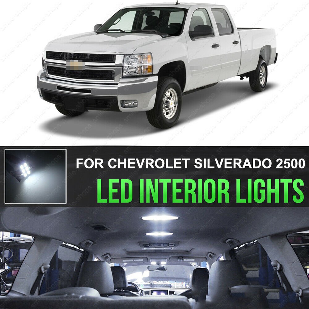14x White Interior LED Light Kit Pack For 2001-2010 Chevrolet Silverado 2500HD