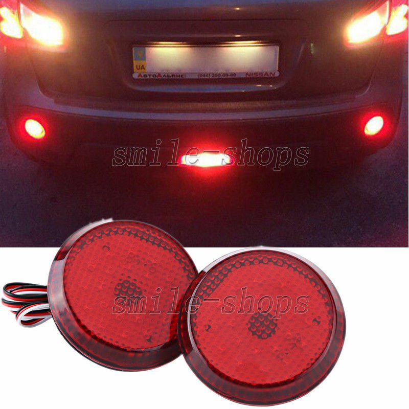 2 x Red Lens LED Rear Bumper Reflector Light For Scion xB Toyota Sienna Corolla