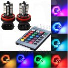 2pcs RGB H9 H11 5050 27-SMD Car LED Fog Light Bulbs Driving Remote Control Kit