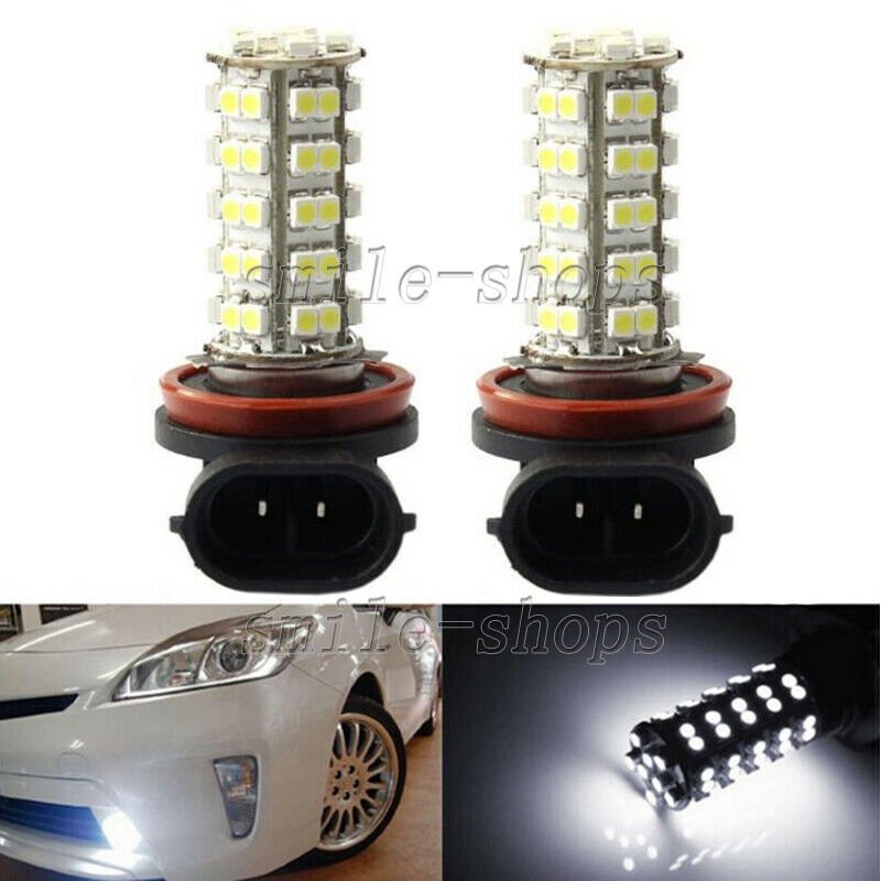2pcs H11 LED Fog Light Bulbs - 68SMD 6000K Bright White - DRL Driving Light Bulb