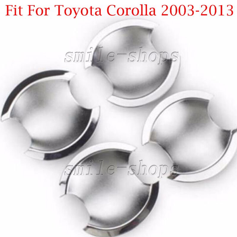 Set Chrome Door Handle Bowl Cover Cup Trim Fit For 2003-2013 Toyota Corolla
