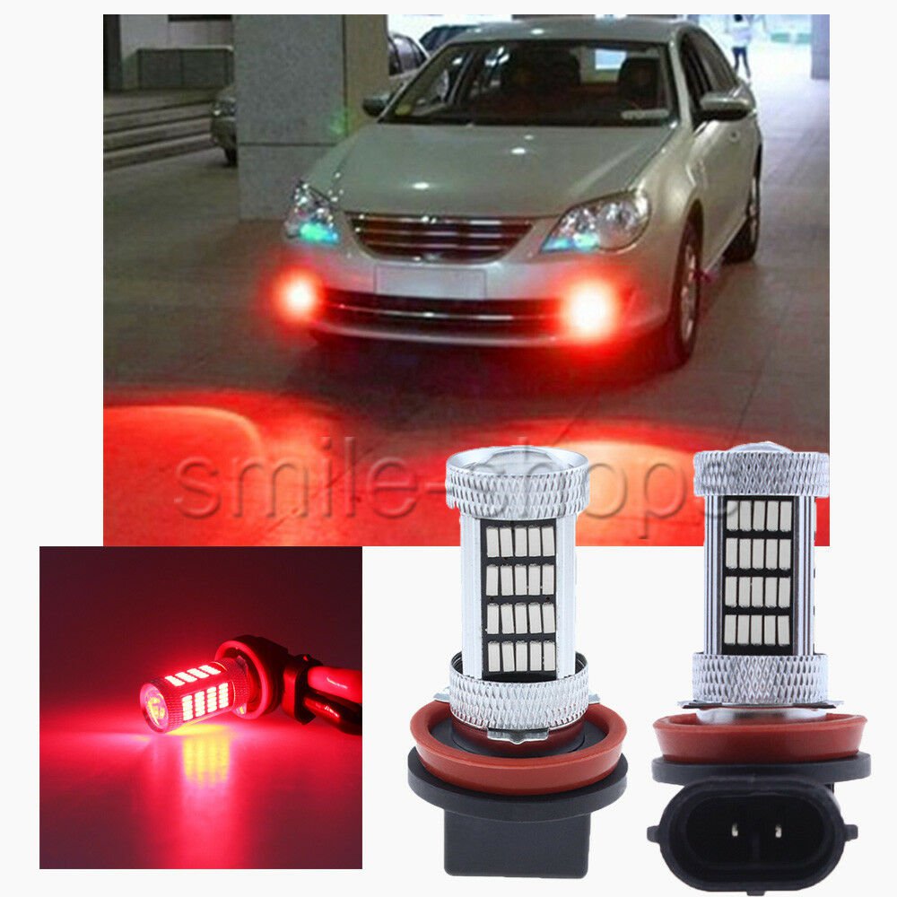 2pcs H11-H8 H9 Real Red COB Projector Lens LED Bulbs Car Driving Fog Lights Lamp