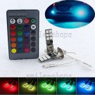 2pcs 12-SMD RGB Wireless H3 LED Fog Daytime Running Light Bulbs + Remote Control