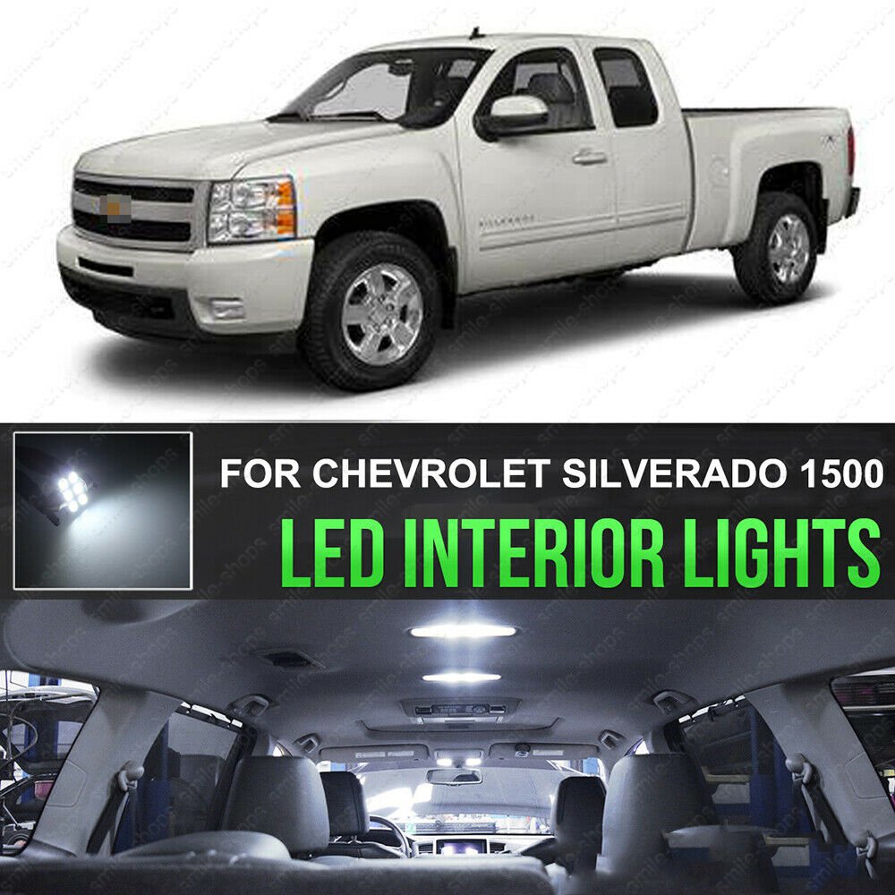 12x White Interior LED Light Package kit For 2007-2013 Chevrolet Silverado Map
