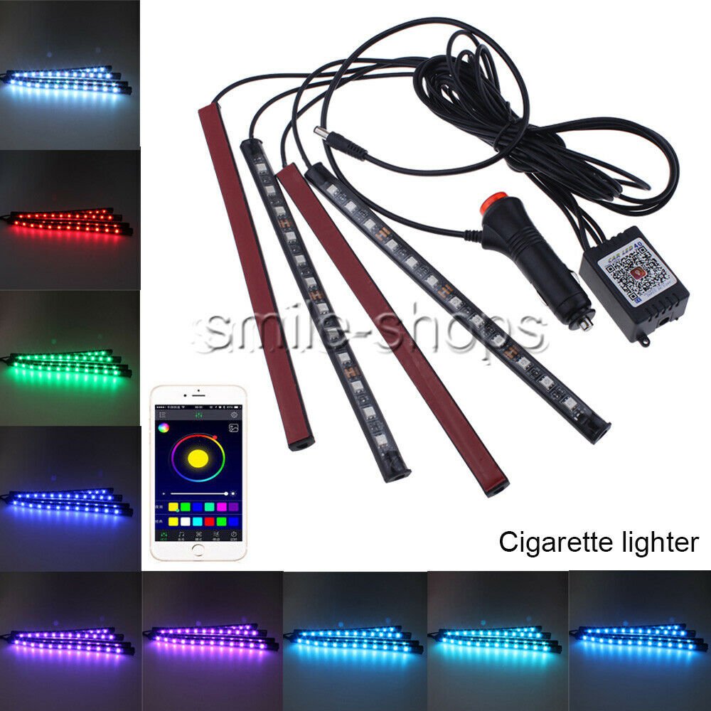 RGB Car Interior Light Atmosphere Strip Phone APP Music Control Cigarette Lighte