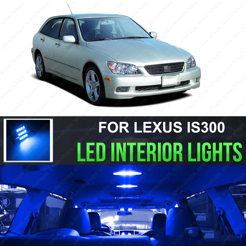 12pcs Ultra Blue Interior LED Lights Package For 2001-2005 Lexus IS300 + TOOL