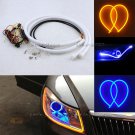 2x Dual Color Headlight Retrofit Switchback LED Strips Tube w/ Amber Turn Signal