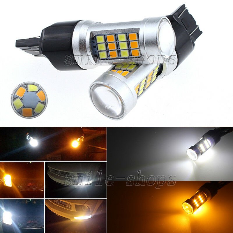2pcs High Power 7443 Amber White Switchback 2835 42-LED Turn Signal Light Bulbs