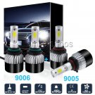 2640W Combo COB LED Headlight Kit High & Low Beam 9005+9006 6000K White 2 Pairs