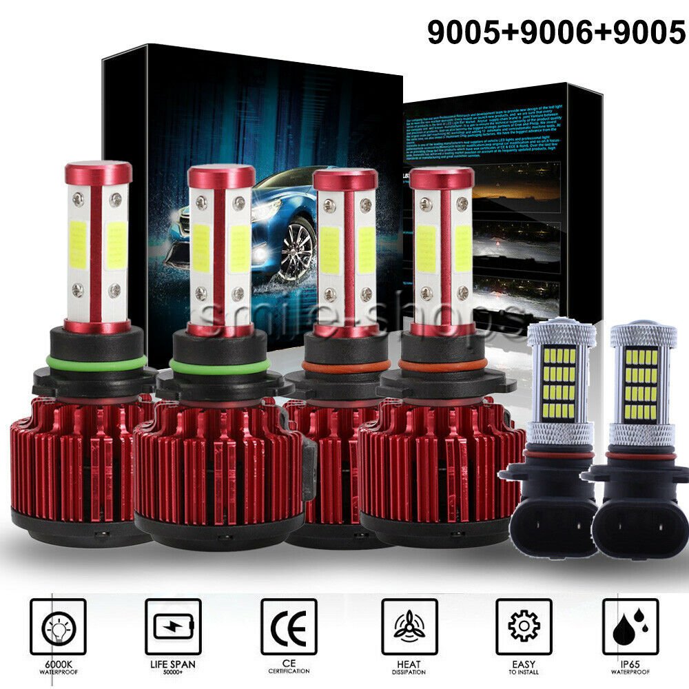 6Pcs LED Headlights+Fog Lights For 2003-2006 Chevy Silverado 1500 2500HD 3500HD