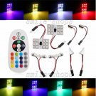 2x 12SMD T10 Festoon BA9S LED RGB Car Dome Light Panel Reading Bulb + Remote Kit