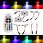 2x 12SMD T10 Festoon BA9S LED RGB Car Dome Light Panel Reading Bulb + Remote Kit