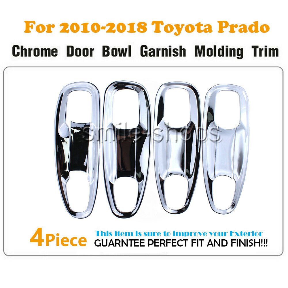 4pcs Car Chrome Cup Bowl Cover Trim Direct fit for 2010-2018 Toyota Prado FJ150