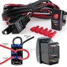 12V On/Off 5 pins Red Interior Light Rocker Switch + Wiring Harness Relay Fuse