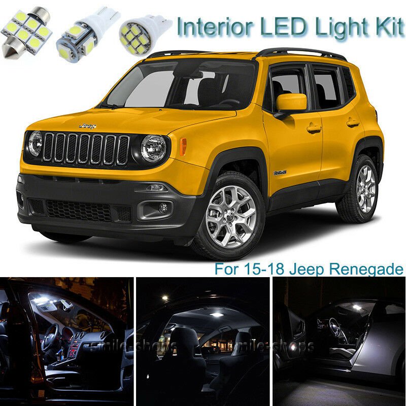 11pcs Premium White Interior LED Light Package Kit Deal For Jeep Renegade 15-18
