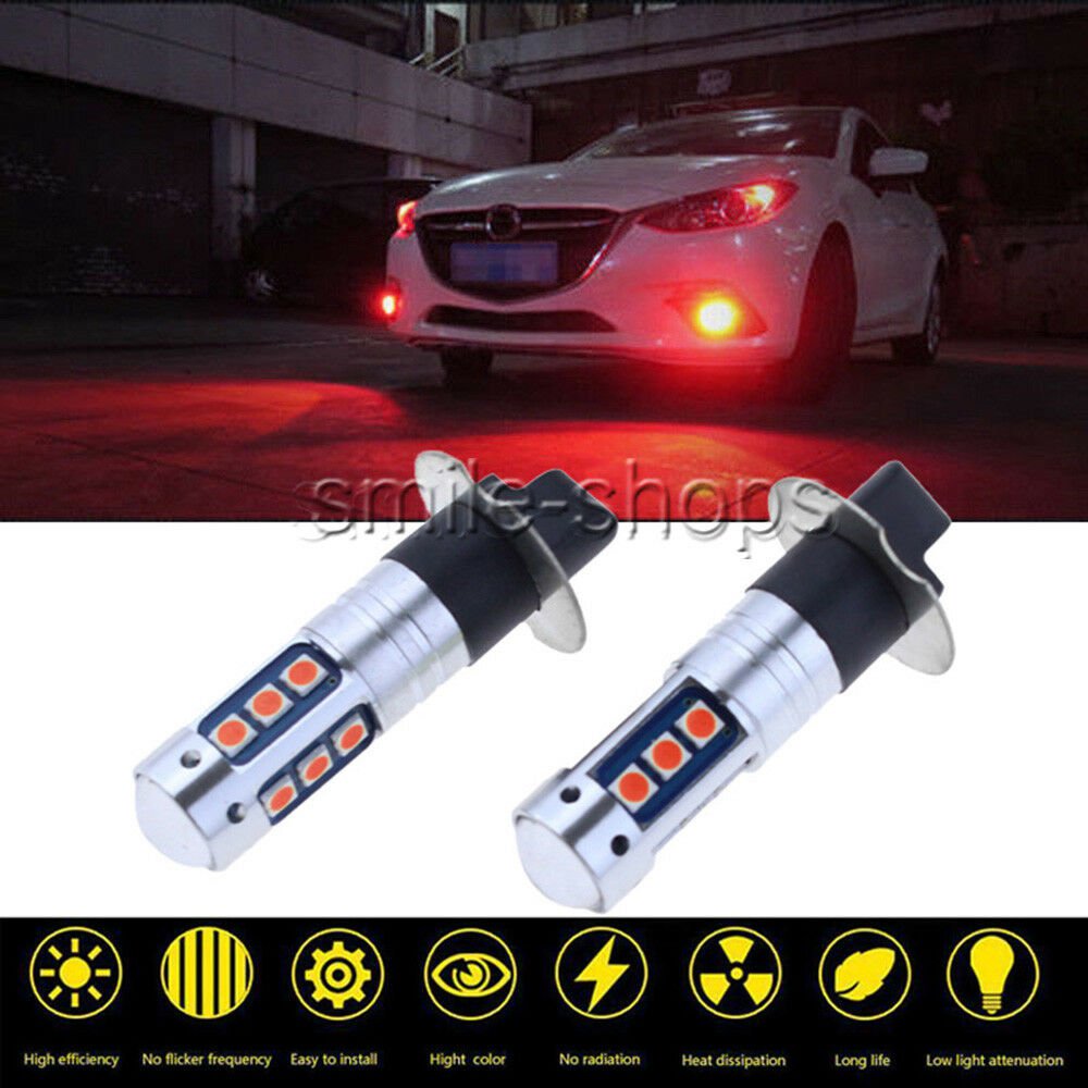 High Power H3 15SMD LED Fog Light Bulb Car Driving Lamp DRL Bright Red 1600LM 2x
