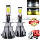 2pcs 24W H1 Car LED Fog Light Driving Bulb 2400LM Dual Color White Yellow Kit