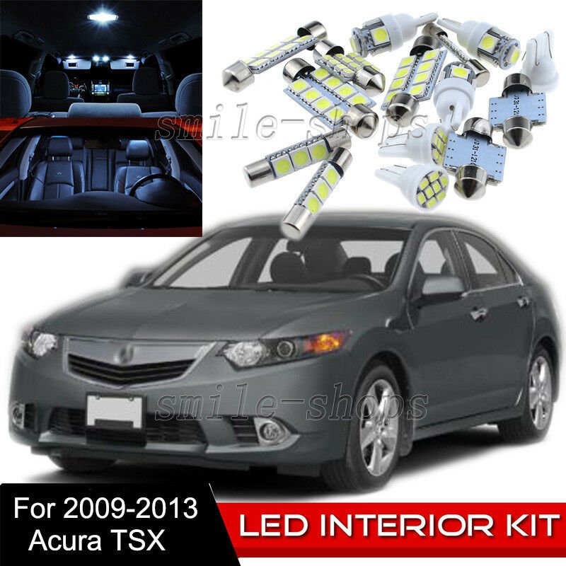 12pcs Interior LED Light Bulbs Package Kit for 2009-2013 Acura TSX White