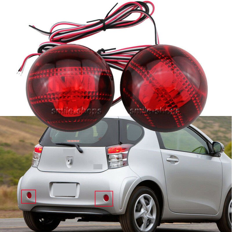 2pcs Rear Bumper Reflector Red LED Tail Brake Light For 2007-2010 Toyota Corolla