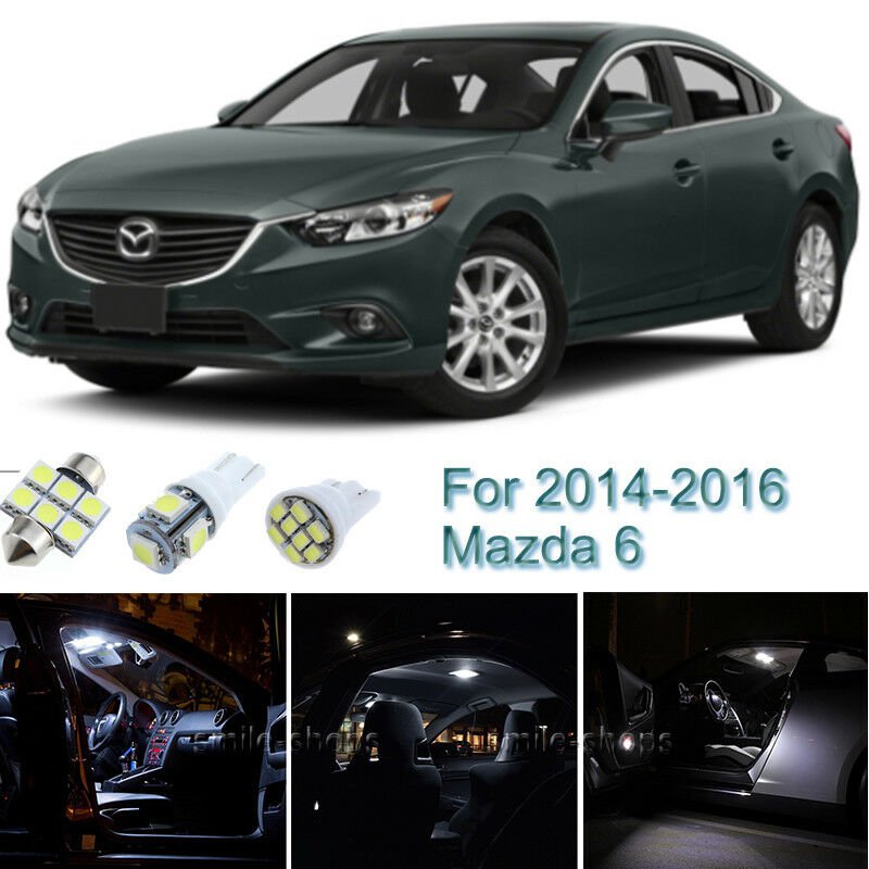 9pcs White Interior LED Light Package For 2014 2015 2016 Mazda 6 Sedan Hatchback